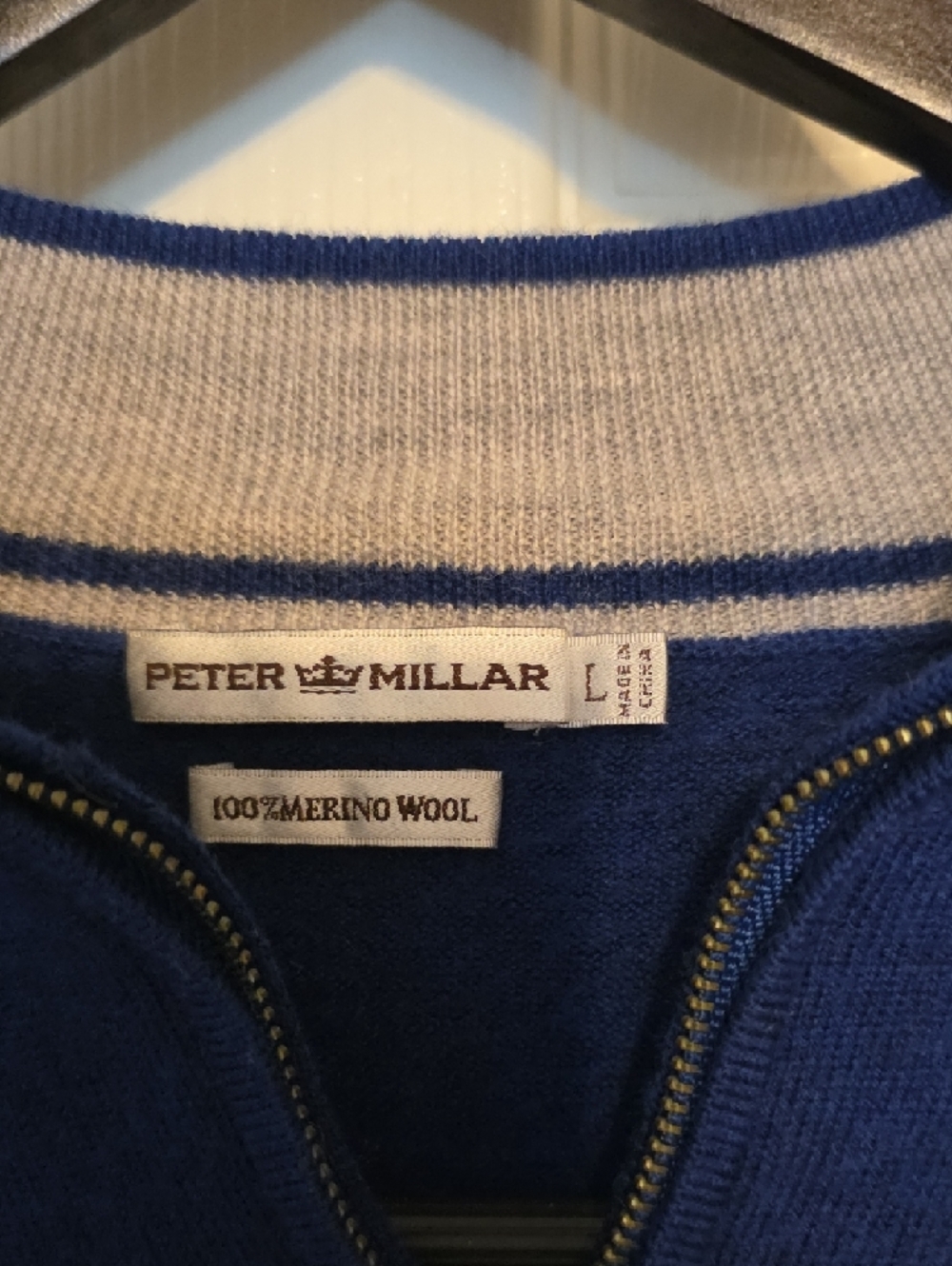 Peter Millar Men's Royal Blue Marino Wool  Half-Zip Sweater - Picture 2 of 7